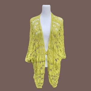 Betsey Johnson Cardigan | Apple Green Crochet | Size M | Vintage